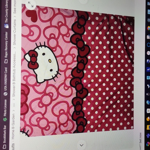 Hello Kitty Pink Shower Curtain 72" x 72" Cotton Fabric Bows Polka Dots Pink AOP - Picture 8 of 11